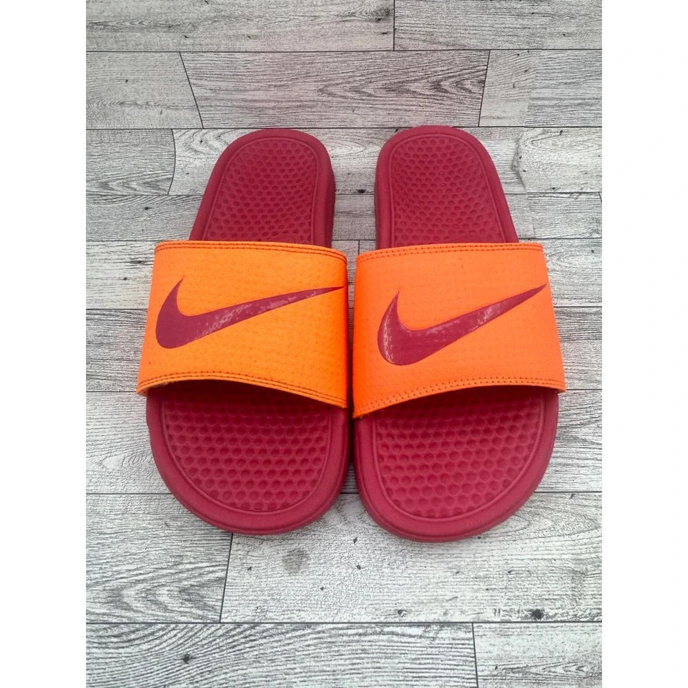 Nike Benassi JDI Women Orange Magenta Slides Sandals‎ 312432-866 Size 9